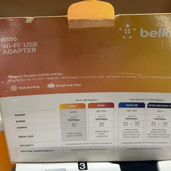 USB Wifi Adapter N150 Belkin Wireless Adapter Older - Picture 5 of 5